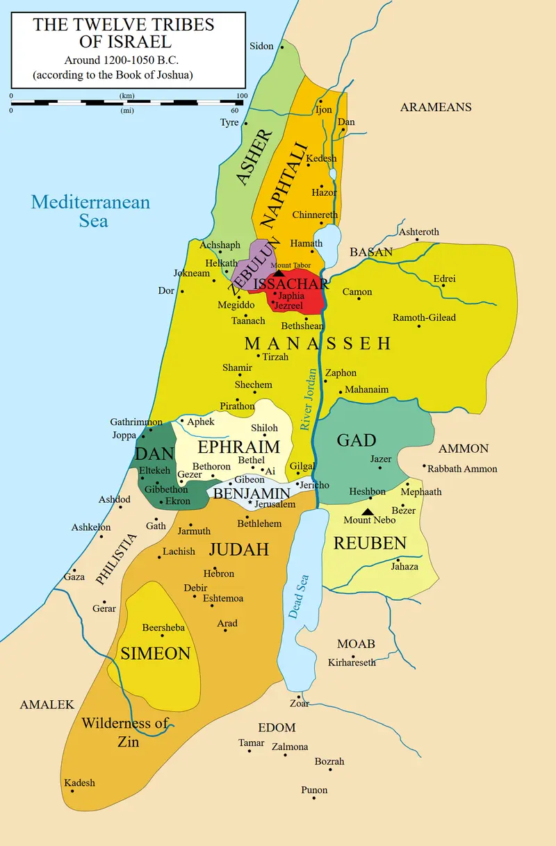 Map: 12 Tribes of Israel