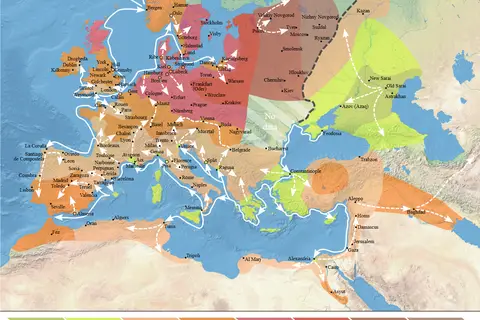 Map: 13461353 Spread of the Black Death in Europe Map
