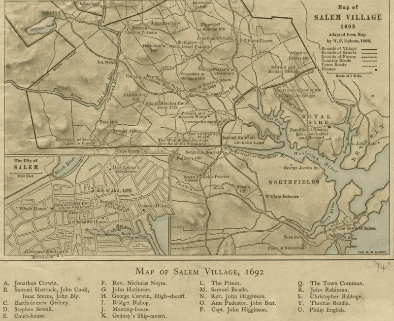 Map: 1692 Salem Massachusetts Map Bpl 12894
