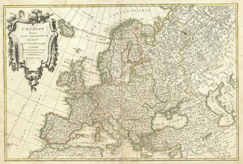 Map: 1762 Janvier Map of Europe