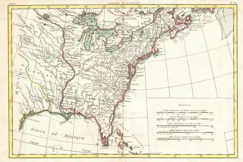 Map: 1776 Bonne Map of Louisiana and the British Colonies in North America