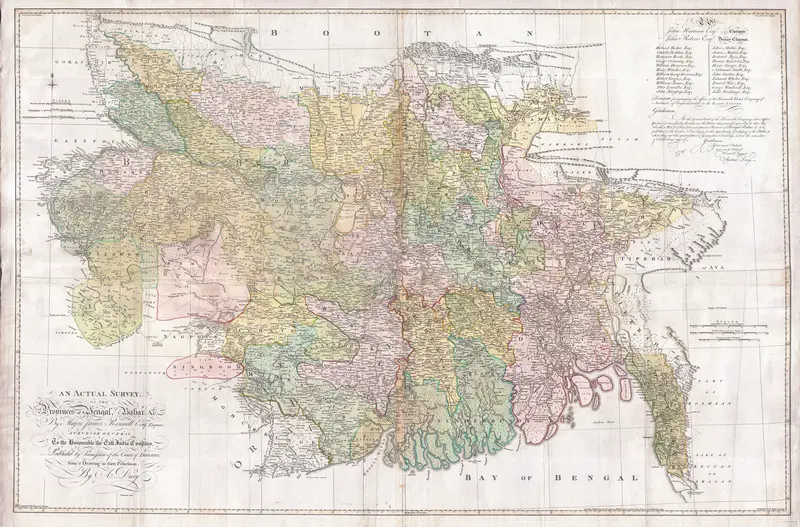 Map: 1776 Rennell Dury Wall Map of Bihar and Bengal India