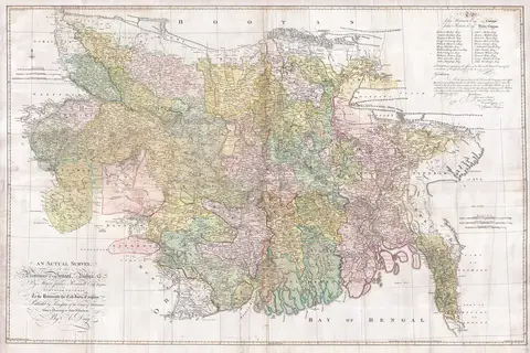 Map: 1776 Rennell Dury Wall Map of Bihar and Bengal India
