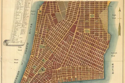 Map: 1807 Bridges Map of New York City 1871 Reissue