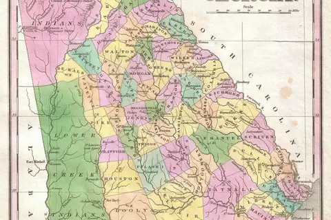Map: 1827 Finley Map of Georgia