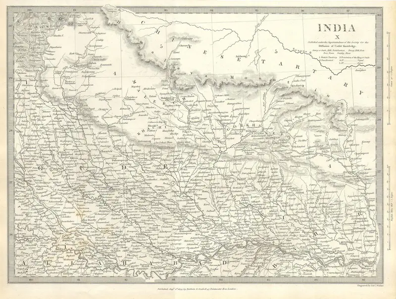 Map: 1834 Sduk Map of North India Nepal and Allahabad