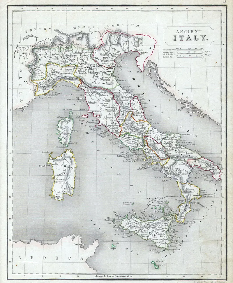 Map: 1845 Chambers Map of Ancient Italy