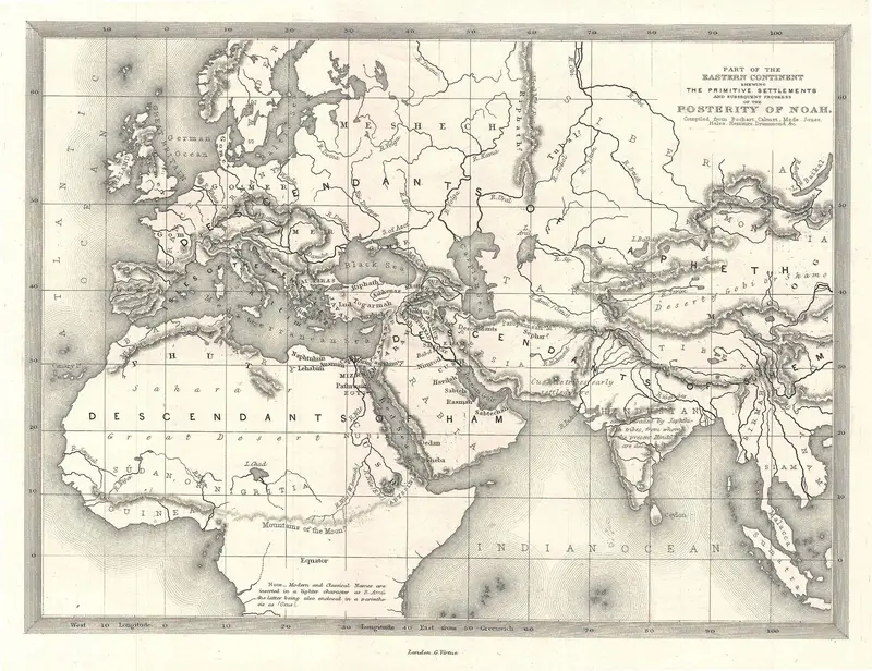 Map: 1850S Map of the World of the Biblical Noah