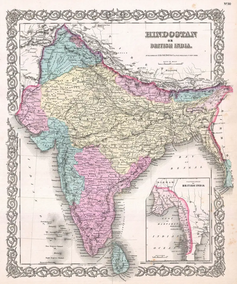 Map: 1855 Colton Map of India