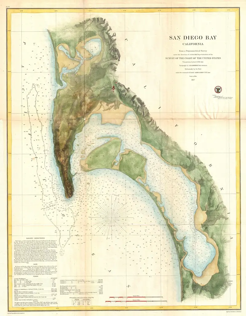 Map: 1857 Uscs Map of San Diego Bay California