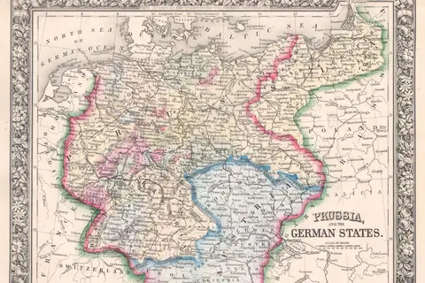 Map: 1864 Mitchell Map of Prussia and Germany