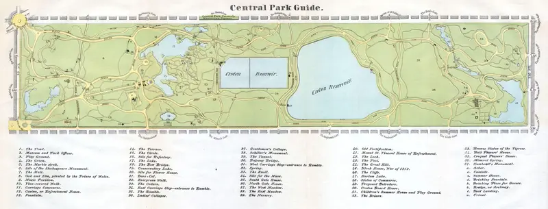 Map: 1866 Map of Central Park New York City New York