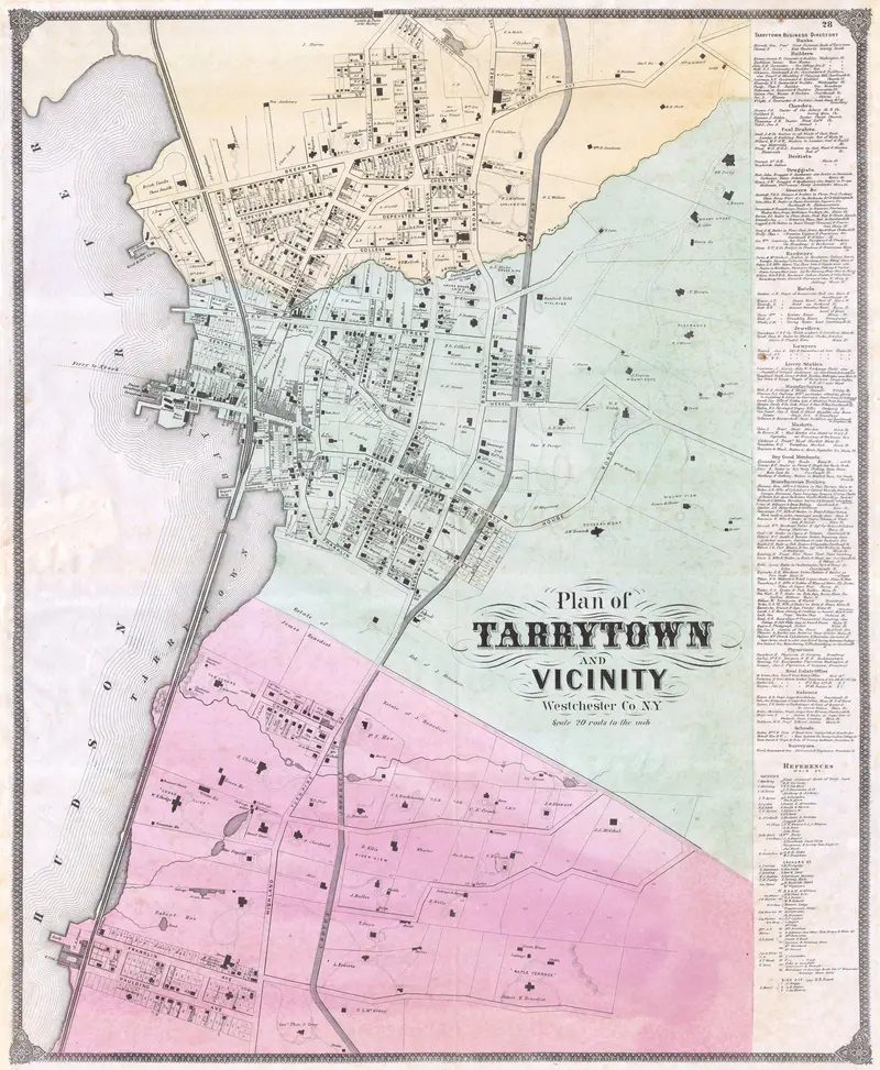 Map: 1868 Beers Map of Tarrytown Sleepy Hollow New York