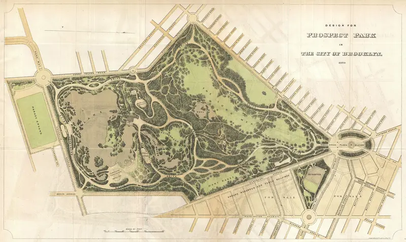 Map: 1870 Vaux and Olmstead Map of Prospect Park Brooklyn New York