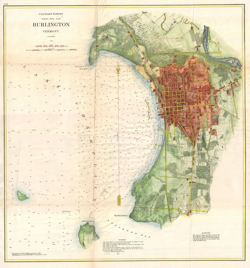 Map: 1872 Us Coast Survey Map of Burlington Vermont