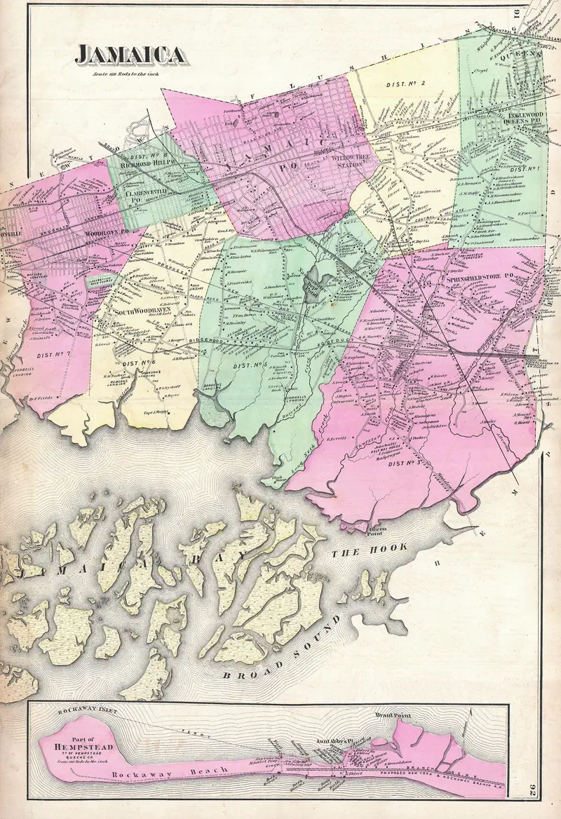 Map: 1873 Beers Map of Jamaica Queens New York City