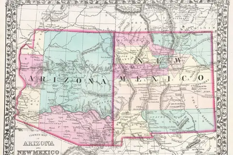 Map: 1877 Mitchell Map of Arizona and New Mexico