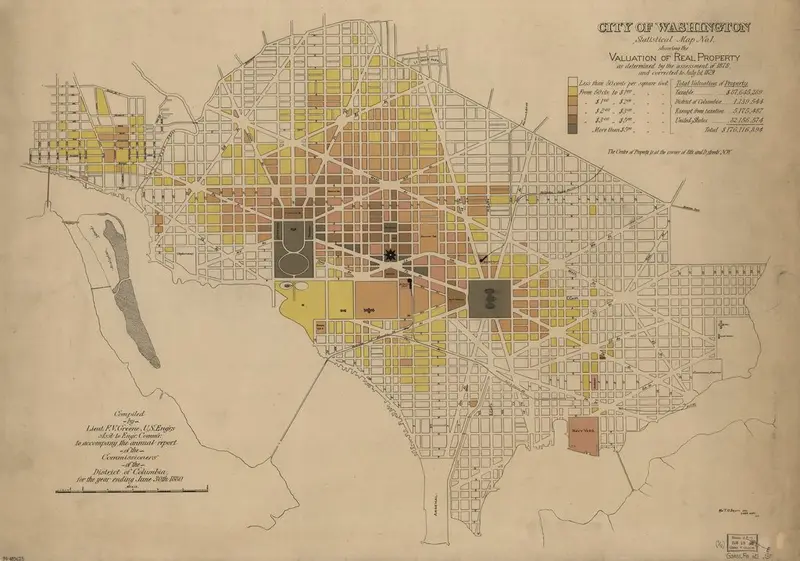 Map: 1880 Map of Washington, DC Property Values