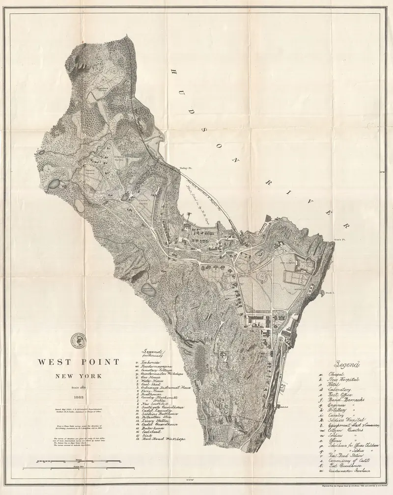 Map: 1883 Us Coast Survey Map of West Point Military Academy New York