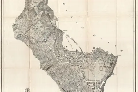 Map: 1883 Us Coast Survey Map of West Point Military Academy New York