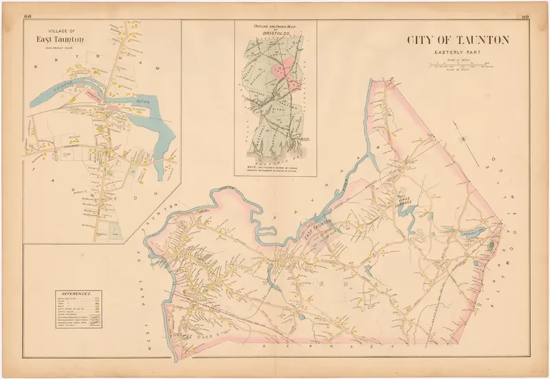 Map: 1895 Map of Taunton Massachusetts East Part