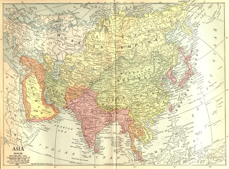Map: 1914 Map of Asia