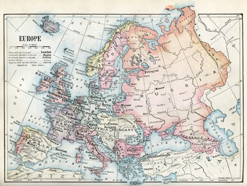 Map: 1916 Political Map of Europe
