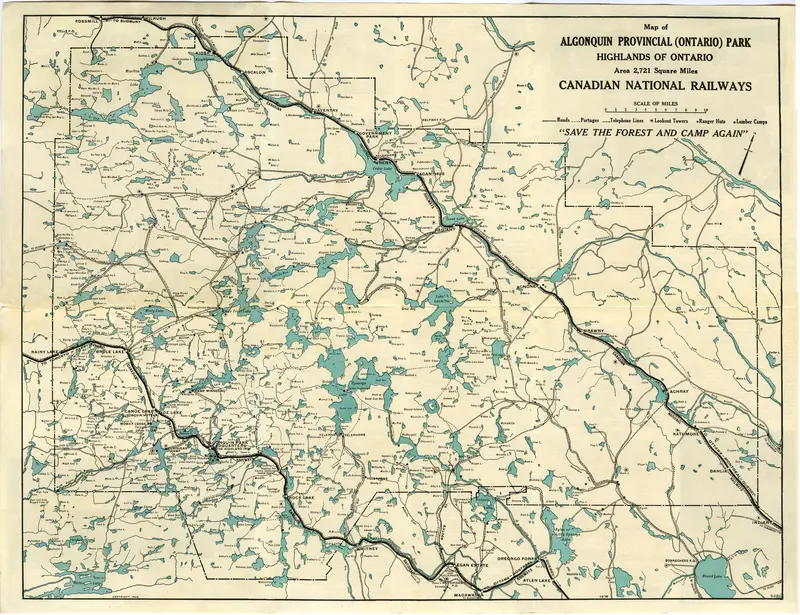 Map: 1922 Cnr Algonquin Park Map Halfsize