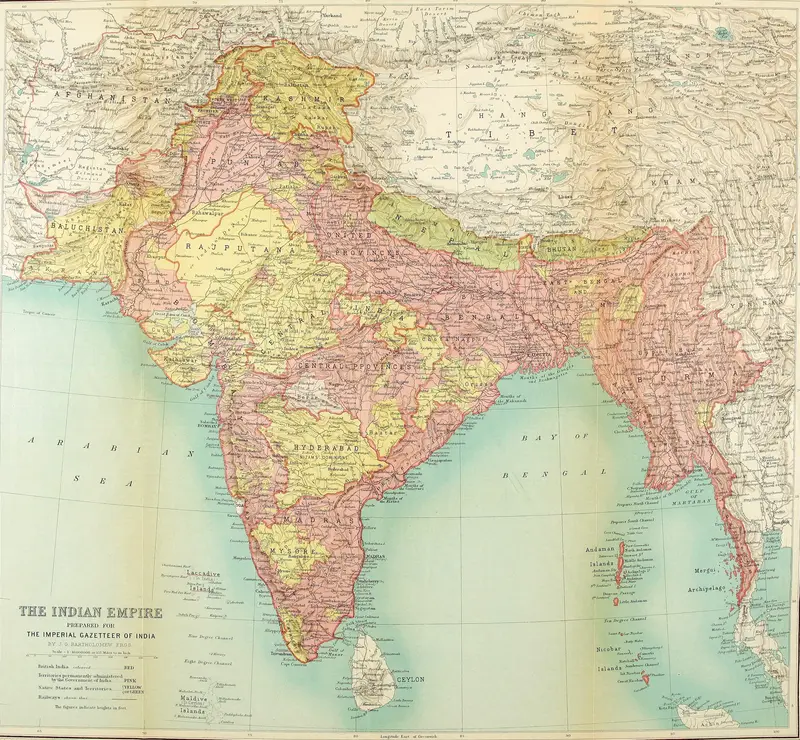 Map: 1922 Map of India by Bartholomew in Imperial Gazetteer of India