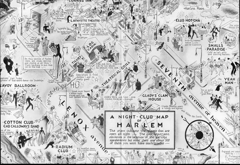 Map: 1932 Nightclub map of Harlem