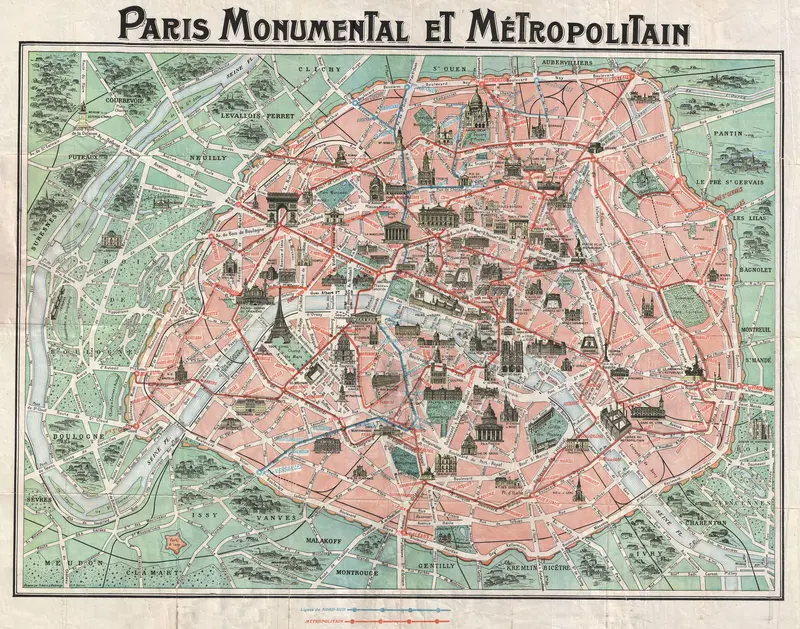Map: 1932 Robelin Map of Paris France Wmonuments