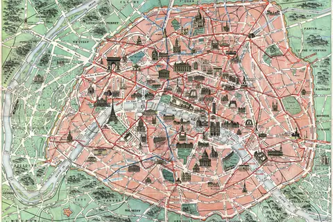 Map: 1932 Robelin Map of Paris France Wmonuments Parismonumentalrobelin1932 Cropped