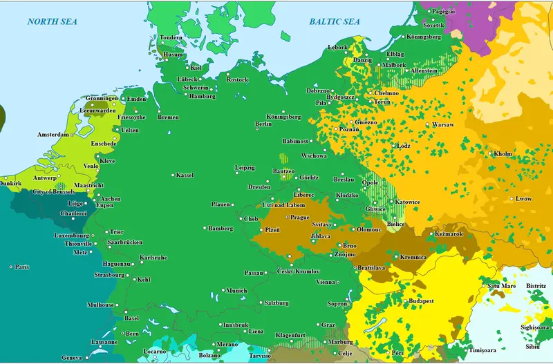 Map: 1937 Linguistic Map of Central Europeen