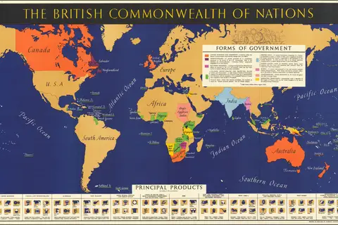 Map: 1942 Map of the World Showing the British Commonwealth of Nations
