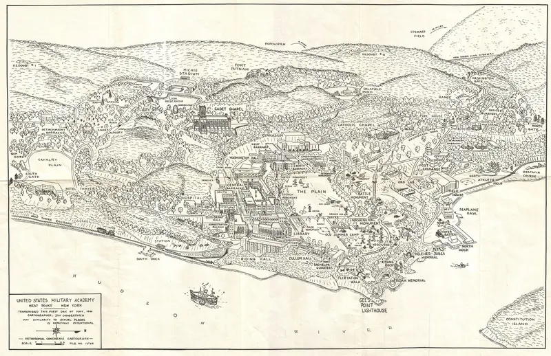 Map: 1944 Cumberpatch View Or Map Of West Point Military Academy New York Geographicus Westpointcumberpatch1944