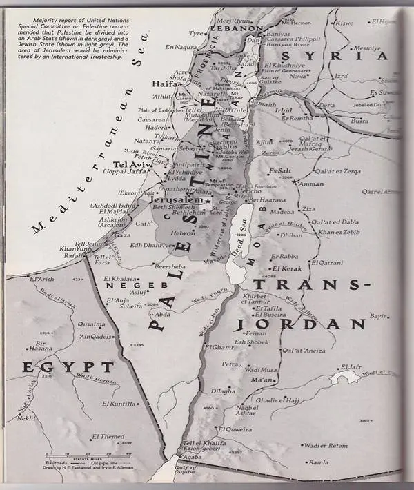 Map: 1947 National Geographic issue had a map of Palestine.