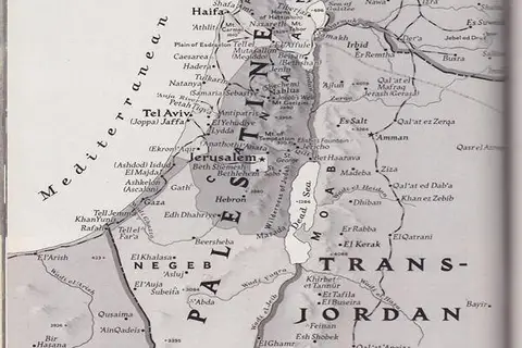 Map: 1947 National Geographic issue had a map of Palestine.