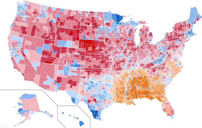 Map: 1968 United States Presidential Election Results Map by County