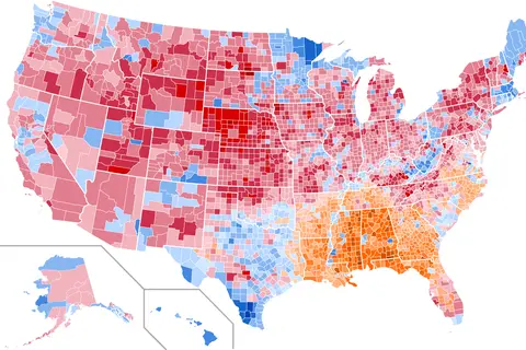 Map: 1968 United States Presidential Election Results Map by County