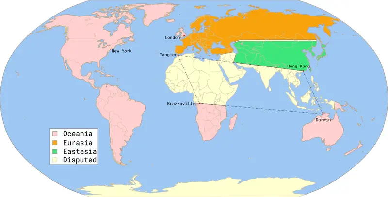 Map: 1984 Fictitious World Map V2 Quad