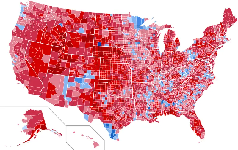Map: 1984 United States Presidential Election Results Map by County