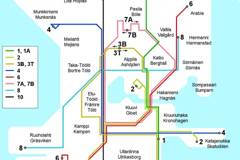 Map: 1992 Helsinki Tram Map
