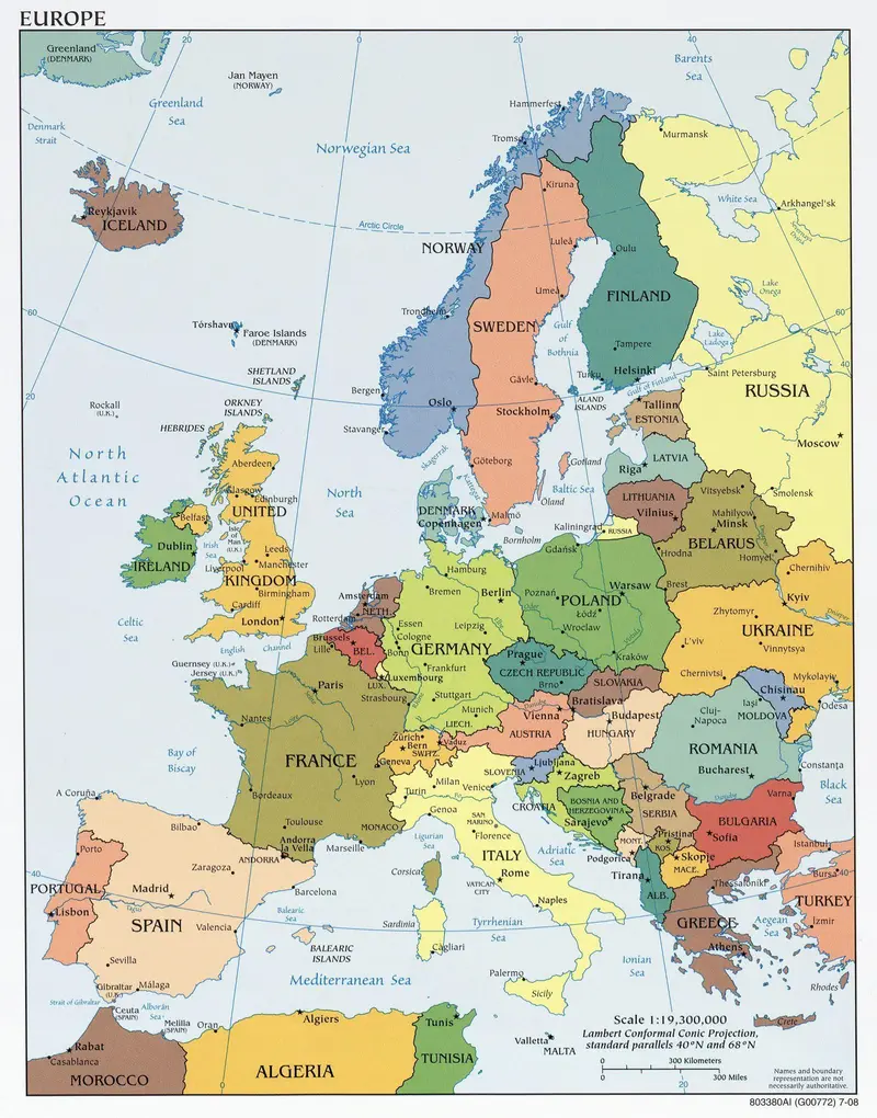Map: 2008 Europe Political Map En