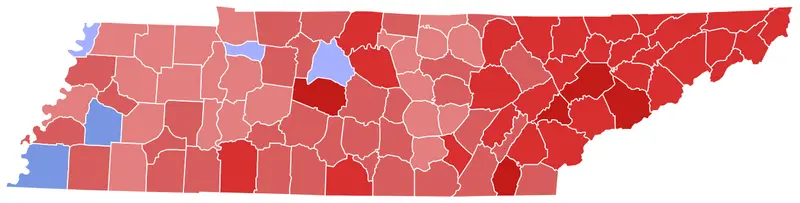 Map: 2010 Tennessee Gubernatorial Election Results Map by County