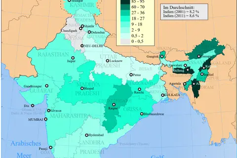 Map: 2011 Census Scheduled Tribes Distribution Map India by State and Union Territory de