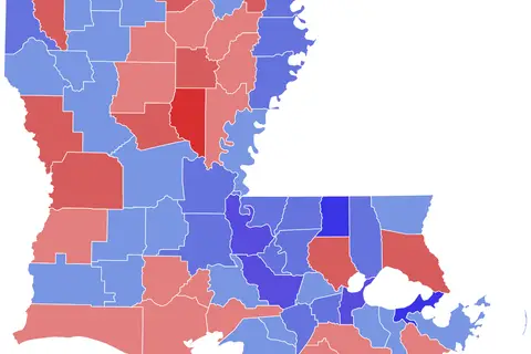 Map: 2015 Louisiana Gubernatorial Runoff Election Results Map by Parish