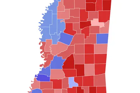 Map: 2015 Mississippi Gubernatorial Election Results Map by County