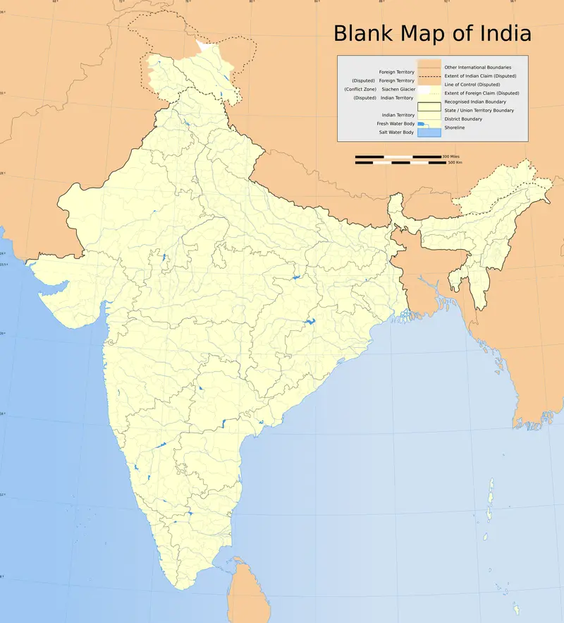 Map: 2020 India Map Blank