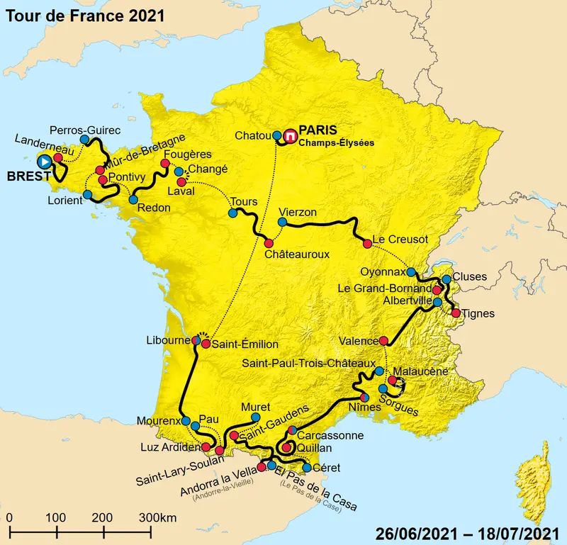 Map: 2021 Tour de France Map