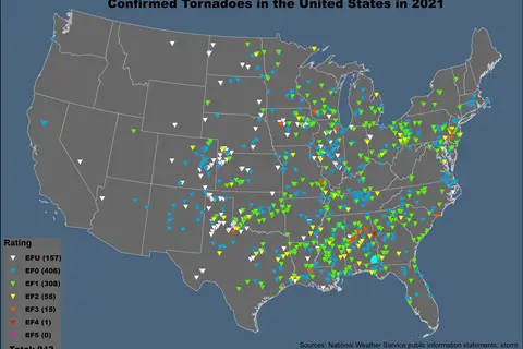 Map: 2021 Us Tornadoes Map
